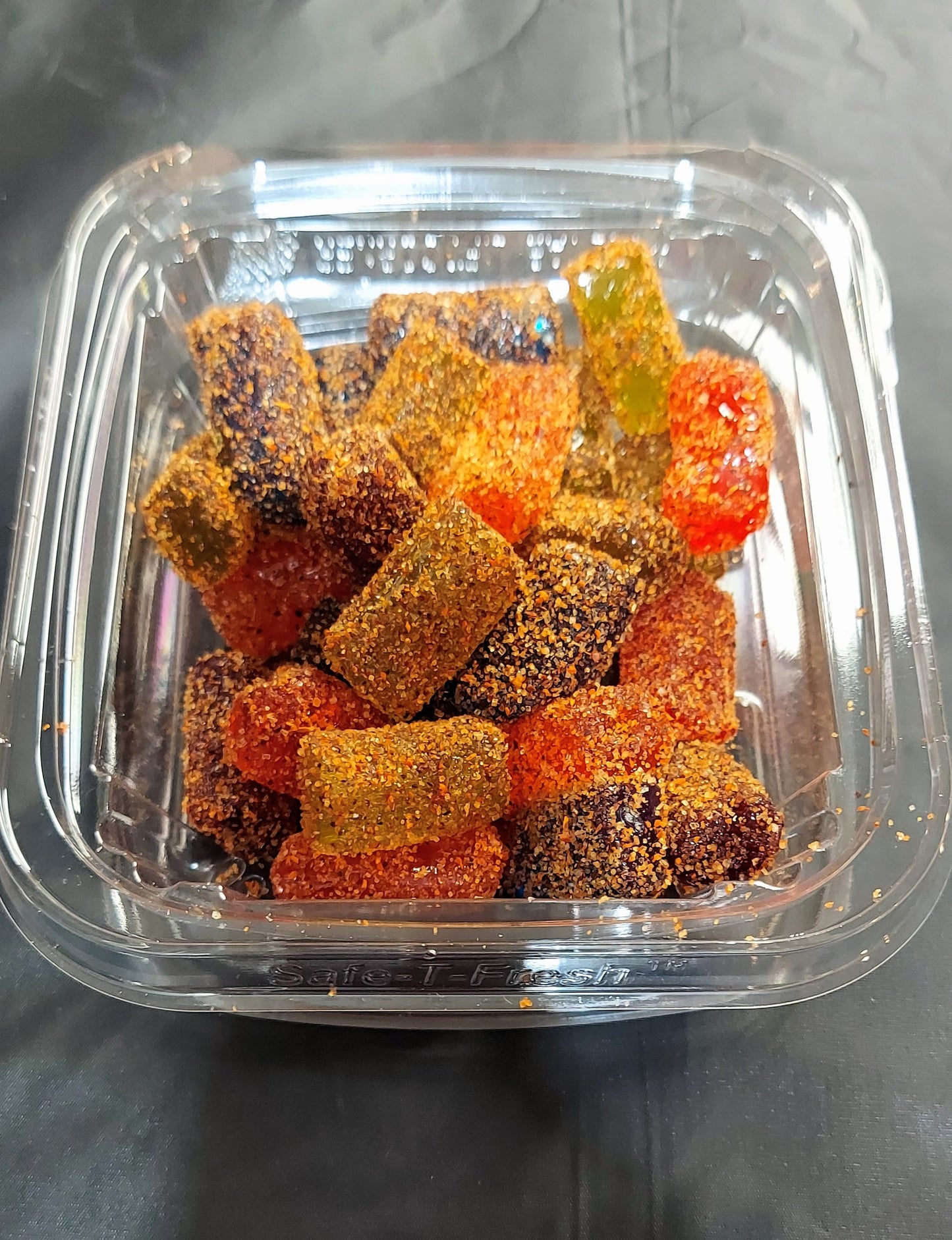 Jolly Rancher coated with Tangy Chili Powder